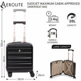 Aerolite 45x36x20cm EasyJet Cabin Suitcase – Underseat Hard Shell Carry On Luggage with 8 Spinner Wheels, TSA Lock & ABS Shell, Lightweight 28L Cabin Bag (Black)