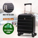 Aerolite 45x36x20cm EasyJet Cabin Suitcase – Underseat Hard Shell Carry On Luggage with 8 Spinner Wheels, TSA Lock & ABS Shell, Lightweight 28L Cabin Bag (Black)