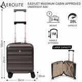 Aerolite 45x36x20cm EasyJet Cabin Suitcase – Underseat Hard Shell Carry On Luggage with 8 Spinner Wheels, TSA Lock & ABS Shell, Lightweight 28L Cabin Bag (Charcoal)