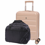 Aerolite 2-Piece Travel Bundle – 55x40x20/23cm Expandable Hard Shell Cabin Suitcase + 40x30x20cm Eco-Friendly Underseat Holdall, TSA Lock, Airline-Approved Lightweight Luggage Set (Beige+Black)