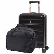 Aerolite 2-Piece Travel Bundle – 55x40x20/23cm Expandable Hard Shell Cabin Suitcase + 40x30x20cm Eco-Friendly Underseat Holdall, TSA Lock, Airline-Approved Lightweight Luggage Set (Black)