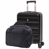 Aerolite 2-Piece Travel Bundle – 55x40x20/23cm Expandable Hard Shell Cabin Suitcase + 40x30x20cm Eco-Friendly Underseat Holdall, TSA Lock, Airline-Approved Lightweight Luggage Set (Black)