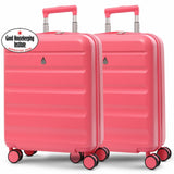 Aerolite Expandable 55x40x20cm to 55x40x23cm Ryanair Priority, Wizz Air Priority, Lufthansa Max Size Lightweight Hard Shell Carry On Hand Cabin Luggage Suitcase with 4 Wheels - Set of 2 (PINK)