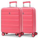 Aerolite Expandable 55x40x20cm to 55x40x23cm Ryanair Priority, Wizz Air Priority, Lufthansa Max Size Lightweight Hard Shell Carry On Hand Cabin Luggage Suitcase with 4 Wheels - Set of 2 (PINK)