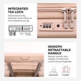 Aerolite 56x45x25cm Cabin Luggage – British Airways, Jet2 & Easyjet Upgrade Maximum Allowance – Lightweight Hard Shell 8-Wheel Suitcase with TSA Lock – 56.25L - Beige
