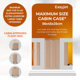 Aerolite 56x45x25cm Cabin Luggage – British Airways, Jet2 & Easyjet Upgrade Maximum Allowance – Lightweight Hard Shell 8-Wheel Suitcase with TSA Lock – 56.25L - Beige