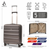 Aerolite 56x45x25cm Cabin Luggage – British Airways, Jet2 & Easyjet Upgrade Maximum Allowance – Lightweight Hard Shell 8-Wheel Suitcase with TSA Lock – 56.25L - Charcoal
