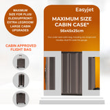 Aerolite 56x45x25cm Cabin Luggage – British Airways, Jet2 & Easyjet Upgrade Maximum Allowance – Lightweight Hard Shell 8-Wheel Suitcase with TSA Lock – 56.25L - Charcoal