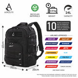 Aerolite 40x30x20cm Ryanair & Wizz Air Maximum Cabin Backpack – 24L Tactical Travel Rucksack, Water-Resistant Carry On Hand Luggage for Camping, Hiking & Flights (Black)