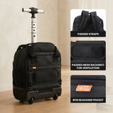 Aerolite Premium 40x30x20cm Ryanair & Wizz Air Trolley Backpack – Underseat Cabin Bag with Wheels, USB Charging Port, 24L Carry On Hand Luggage, Recycled Travel Rucksack (Black)