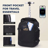 Aerolite Premium 40x30x20cm Ryanair & Wizz Air Trolley Backpack – Underseat Cabin Bag with Wheels, USB Charging Port, 24L Carry On Hand Luggage, Recycled Travel Rucksack (Black)