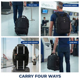 Aerolite Premium 40x30x20cm Ryanair & Wizz Air Trolley Backpack – Underseat Cabin Bag with Wheels, USB Charging Port, 24L Carry On Hand Luggage, Recycled Travel Rucksack (Black)