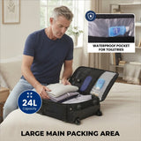 Aerolite Premium 40x30x20cm Ryanair & Wizz Air Trolley Backpack – Underseat Cabin Bag with Wheels, USB Charging Port, 24L Carry On Hand Luggage, Recycled Travel Rucksack (Black)