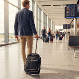 Aerolite Premium 40x30x20cm Ryanair & Wizz Air Quilted Trolley Backpack – Underseat Cabin Bag with Wheels, USB Charging Port, 24L Carry On Hand Luggage, Showerproof Travel Rucksack (Black)
