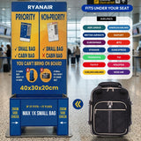 Aerolite Premium 40x30x20cm Ryanair & Wizz Air Quilted Trolley Backpack – Underseat Cabin Bag with Wheels, USB Charging Port, 24L Carry On Hand Luggage, Showerproof Travel Rucksack (Black)