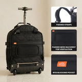 Aerolite Premium 40x30x20cm Ryanair & Wizz Air Quilted Trolley Backpack – Underseat Cabin Bag with Wheels, USB Charging Port, 24L Carry On Hand Luggage, Showerproof Travel Rucksack (Black)