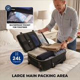 Aerolite Premium 40x30x20cm Ryanair & Wizz Air Quilted Trolley Backpack – Underseat Cabin Bag with Wheels, USB Charging Port, 24L Carry On Hand Luggage, Showerproof Travel Rucksack (Black)