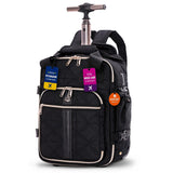 Aerolite Premium 40x30x20cm Ryanair & Wizz Air Quilted Trolley Backpack – Underseat Cabin Bag with Wheels, USB Charging Port, 24L Carry On Hand Luggage, Showerproof Travel Rucksack (Black)