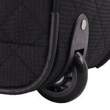 Close-up of Aerolite cabin luggage's high-mileage rollerblade wheel, ensuring smooth and durable travel performance.