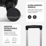 Aerolite Premium 3 Piece Expandable Travel Luggage Set – Cabin, 28” Large & 32” Extra Large Suitcases with TSA Lock & Spinner Wheels (Black)