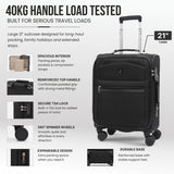 Aerolite Premium Expandable Cabin Luggage 55x40x20/23cm Ryanair Priority Max Carry On Suitcase with Reinforced Metal Frame, TSA Lock, Silent Spinner Wheels & Anti-Microbial Interior – Lightweight Luxury Soft Shell Hand Luggage