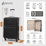 Aerolite Premium 3 Piece Expandable Travel Luggage Set – Cabin, 28” Large & 32” Extra Large Suitcases with TSA Lock & Spinner Wheels (Black)