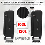 Aerolite Premium 3 Piece Expandable Travel Luggage Set – Cabin, 28” Large & 32” Extra Large Suitcases with TSA Lock & Spinner Wheels (Black)