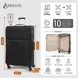 Aerolite Premium 3 Piece Expandable Travel Luggage Set – Cabin, 28” Large & 32” Extra Large Suitcases with TSA Lock & Spinner Wheels (Black)