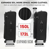 Aerolite Premium 3 Piece Expandable Travel Luggage Set – Cabin, 28” Large & 32” Extra Large Suitcases with TSA Lock & Spinner Wheels (Black)