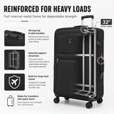 Aerolite Premium 32 Inch Extra Large Expandable Suitcase 150L-172L Lightweight Soft Shell Checked Luggage with Reinforced Metal Frame, Japanese YKK Zips, TSA Lock & Silent Dual Spinner Wheels
