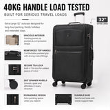Aerolite Premium 32 Inch Extra Large Expandable Suitcase 150L-172L Lightweight Soft Shell Checked Luggage with Reinforced Metal Frame, Japanese YKK Zips, TSA Lock & Silent Dual Spinner Wheels