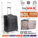 Aerolite 56x45x25cm Easyjet Large Cabin, British Airways Jet2 Maximum Allowance Lightweight 2 Wheel Carry On Hand Cabin Luggage Bag Suitcase 56x45x25 with TSA Approved Lock Black (Set of 2)