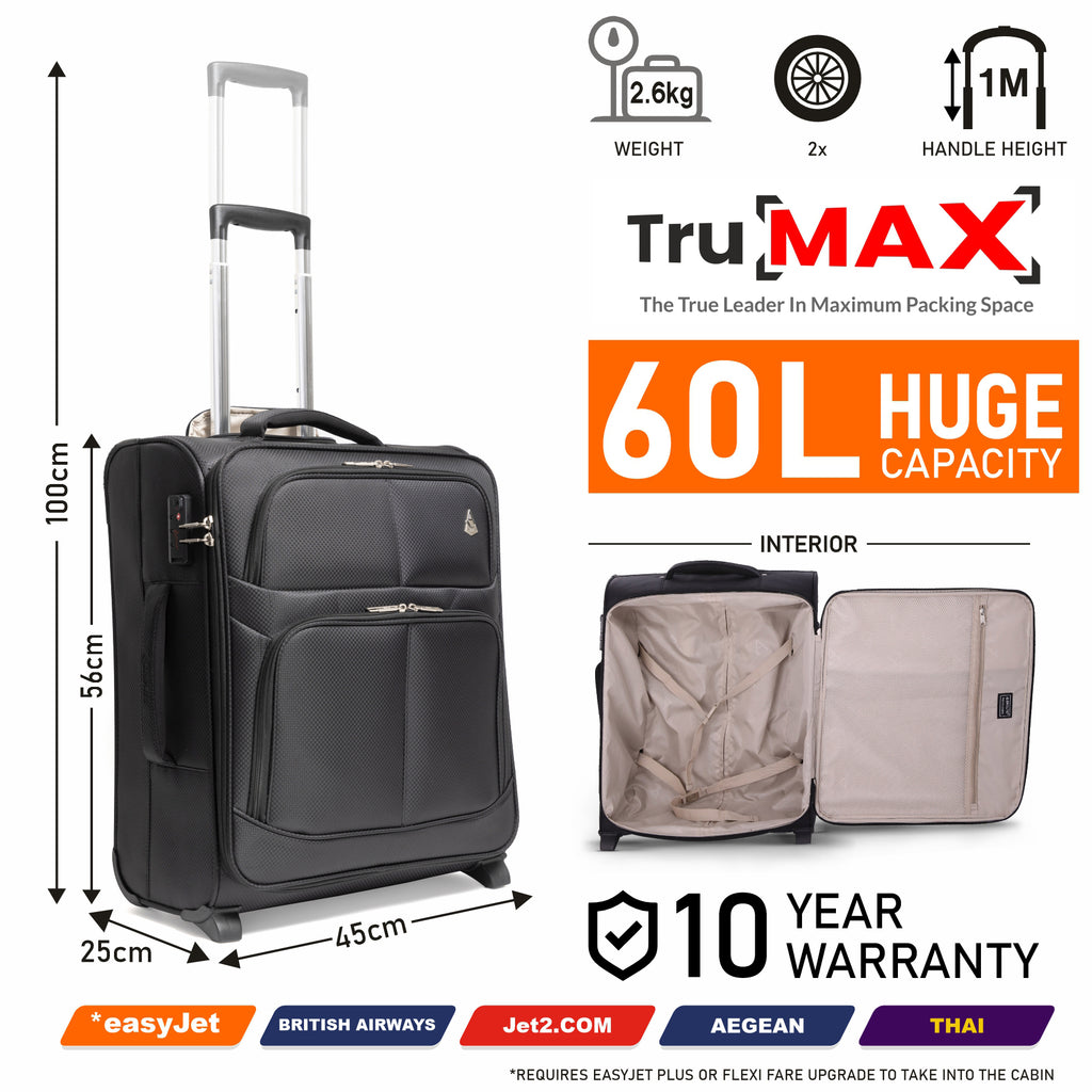 Aerolite (56x45x25cm) Lightweight Cabin Luggage 2 Wheel Luggage