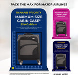 Aerolite Expandable 55x40x20cm to 55x40x23cm 4-Wheel Cabin Suitcase – MAX Size for Ryanair Priority & Wizz Air, Lufthansa, Ultra Lightweight Soft Shell Carry On with TSA Lock