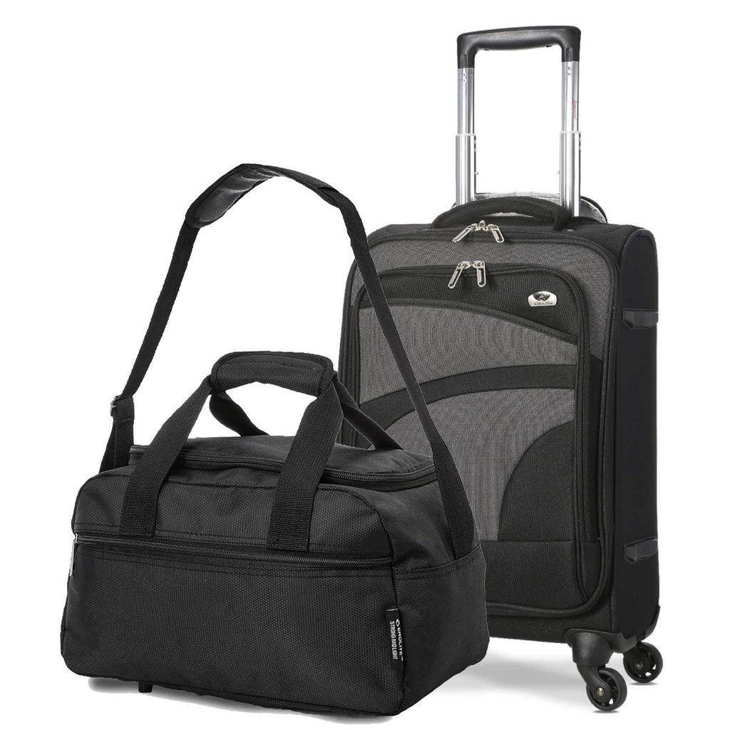 Aerolite Super Lightweight 4 Wheels Soft Shell Cabin & Hold Luggage, C ...