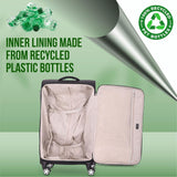 Aerolite suitcase with recycled plastic bottle lining