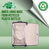 Aerolite suitcase with recycled plastic bottle lining