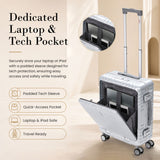 Aerolite M-Lite Aluminium Frame Cabin Suitcase 55x40x20cm, Hinomoto STOP Wheels, Zippeless TSA Latch Lock, Front Laptop Compartment, 15 Year Warranty