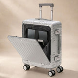 Aerolite M-Lite Aluminium Frame Cabin Suitcase 55x40x20cm, Hinomoto STOP Wheels, Zippeless TSA Latch Lock, Front Laptop Compartment, 15 Year Warranty