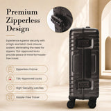 Aerolite M-Lite Aluminium Frame Cabin Suitcase 55x40x20cm, Hinomoto STOP Wheels, Zippeless TSA Latch Lock, Front Laptop Compartment, 15 Year Warranty - Charcoal