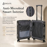 Aerolite M-Lite Aluminium Frame Cabin Suitcase 55x40x20cm, Hinomoto STOP Wheels, Zippeless TSA Latch Lock, Front Laptop Compartment, 15 Year Warranty - Charcoal