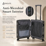 Aerolite M-Lite Aluminium Frame Cabin Suitcase 55x40x20cm, Hinomoto STOP Wheels, Zippeless TSA Latch Lock, Front Laptop Compartment, 15 Year Warranty - Charcoal