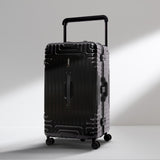 Aerolite Zipperless  Aluminium Frame Trunk, Premium Trunk Suitcase, TSA Latch-Lock, Aluminium Frame, Silent Hinomoto Wheels, 97.6L Large Luggage - Black