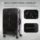 Aerolite Zipperless  Aluminium Frame Trunk, Premium Trunk Suitcase, TSA Latch-Lock, Aluminium Frame, Silent Hinomoto Wheels, 97.6L Large Luggage - Black