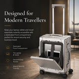 Aerolite M-Lite Premium Full Aluminium Cabin Suitcase with Front Laptop Compartment, Zipperless TSA Locks, USB Charging, Bottle Holder & 15-Year Warranty, Silver
