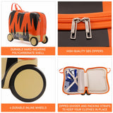 MiniMax 45x36x20cm Kids Tiger Ride-On Suitcase 4PC Set – EasyJet Max Size 29L Children’s Cabin Luggage with Drawstring Bag, Neck Pillow & Stickers