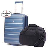 Aerolite Ryanair Priority Max Cabin Luggage Set – 55x40x20cm Expandable Hard Shell Suitcase 40–46L + New Ryanair Size 40x30x20cm Eco Underseat Holdall 24L (Blue + Black)