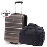 Aerolite Ryanair Priority Max Cabin Luggage Set – 55x40x20cm Expandable Hard Shell Suitcase 40–46L + New Ryanair Size 40x30x20cm Eco Underseat Holdall 24L (Charcoal + Black)