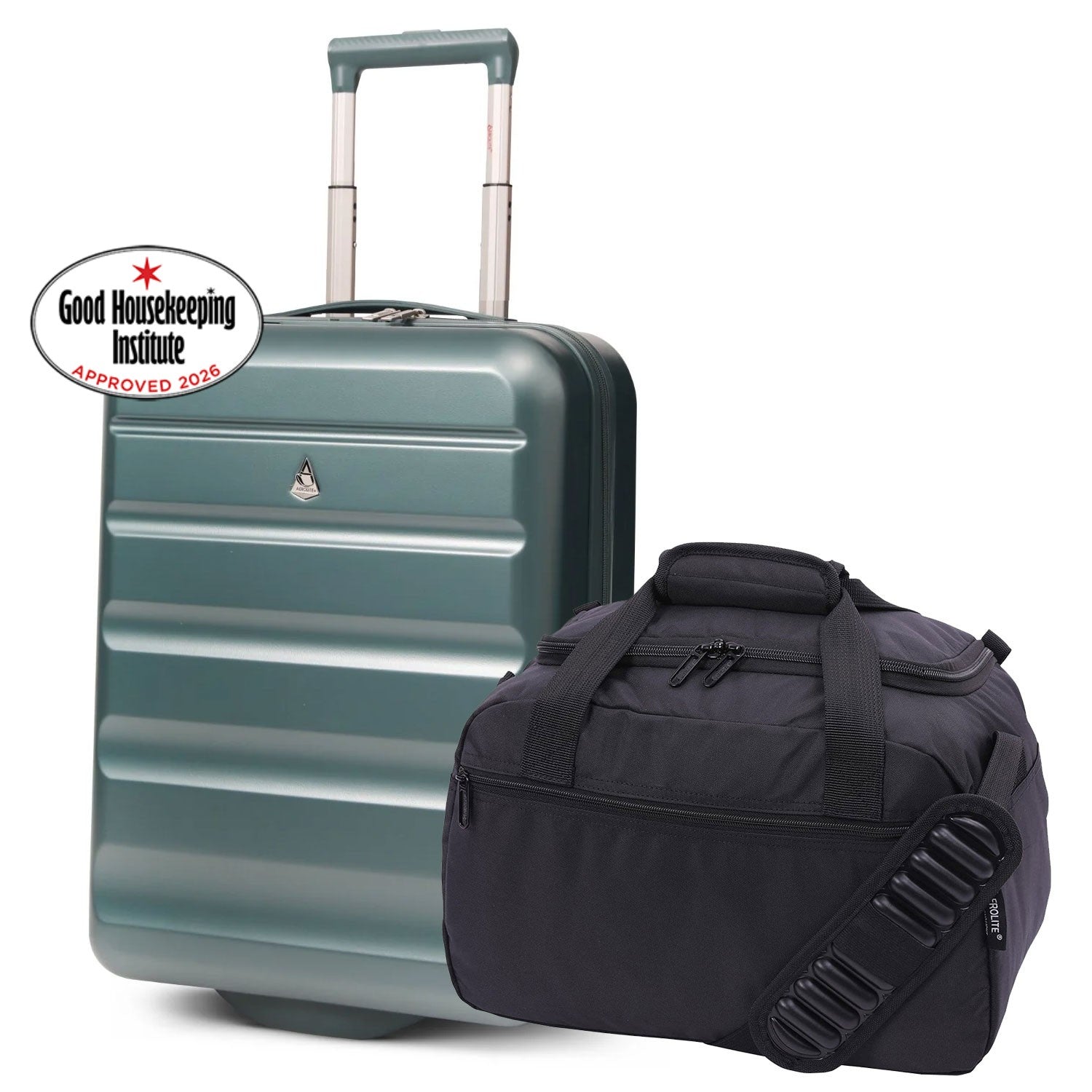 Ryanair Priority Max Cabin Set – 55x40x20cm Expandable Hard Shell Suitcase 40–46L + Ryanair 40x30x20cm Eco Underseat Holdall 24L