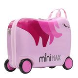 MiniMax Kids Ride-On Suitcase 45x36x20cm – Unicorn 4PC Travel Set with Bag, Neck Pillow & Stickers – EasyJet Max Size 29L Children’s Cabin Luggage